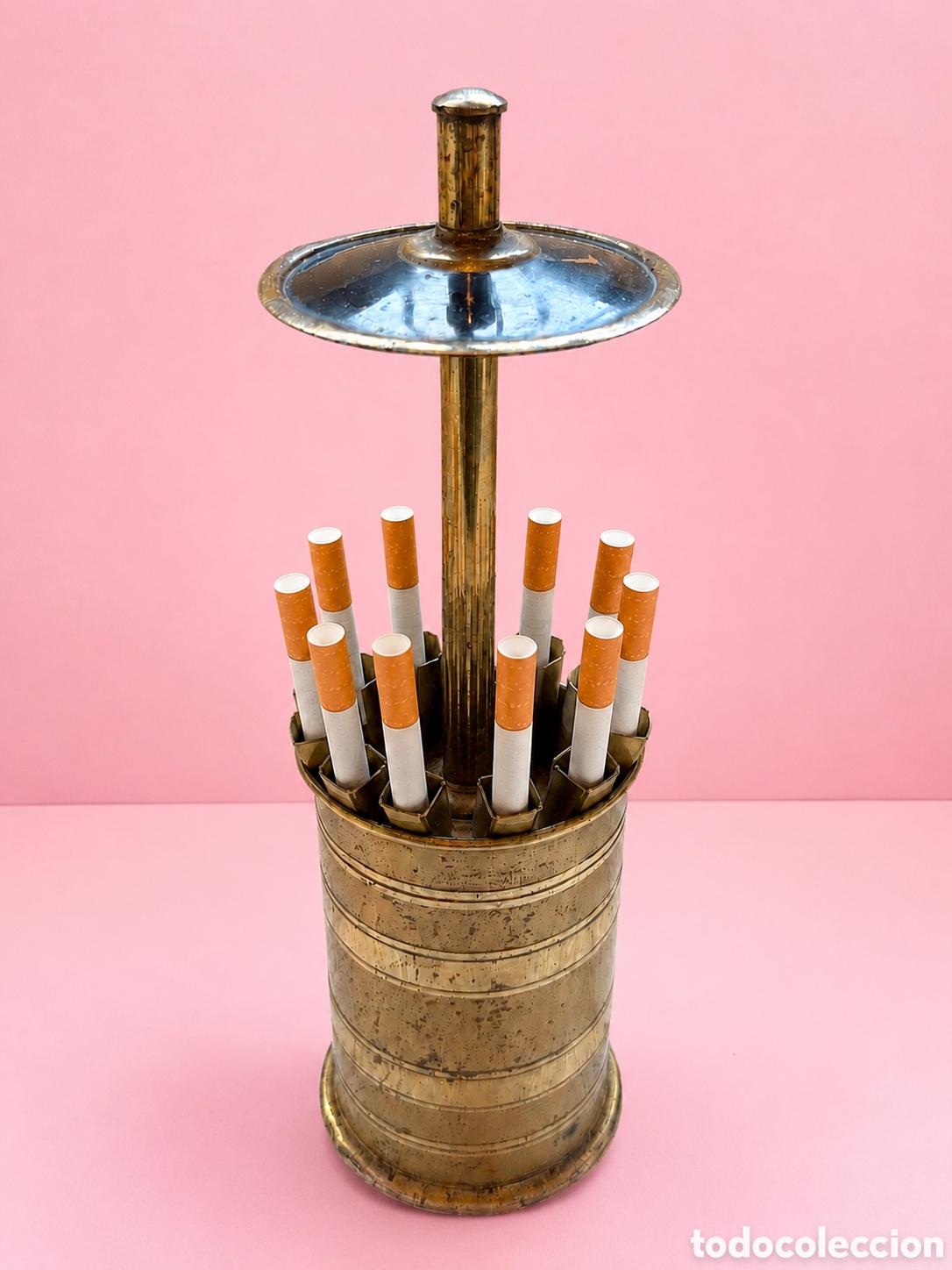 Vintage: Dispensadora de Cigarros de Mesa en Lat&oacute;n Metal Vintage