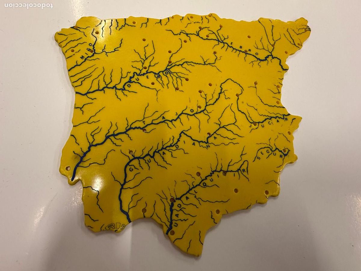 Vintage: Mapa o plantilla escolar IRIS DFE, RIOS de Espa&ntilde;a. Vintage. Mide unos 14x12cms