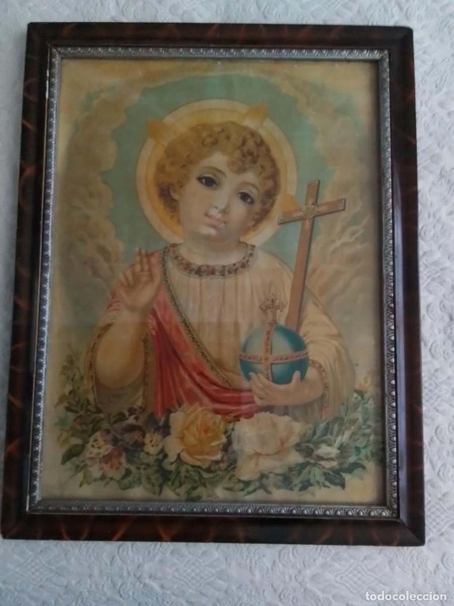 Vintage: Cuadro Ni&ntilde;o Njesus antiguo. Medidas 48 cm por 37 cm
