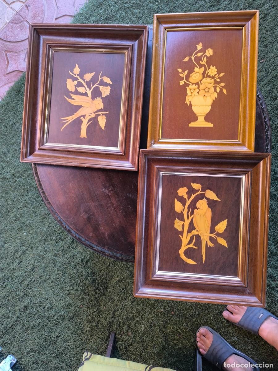 Vintage: Cuadros de madera con flores y p&aacute;jaros - Foto 1