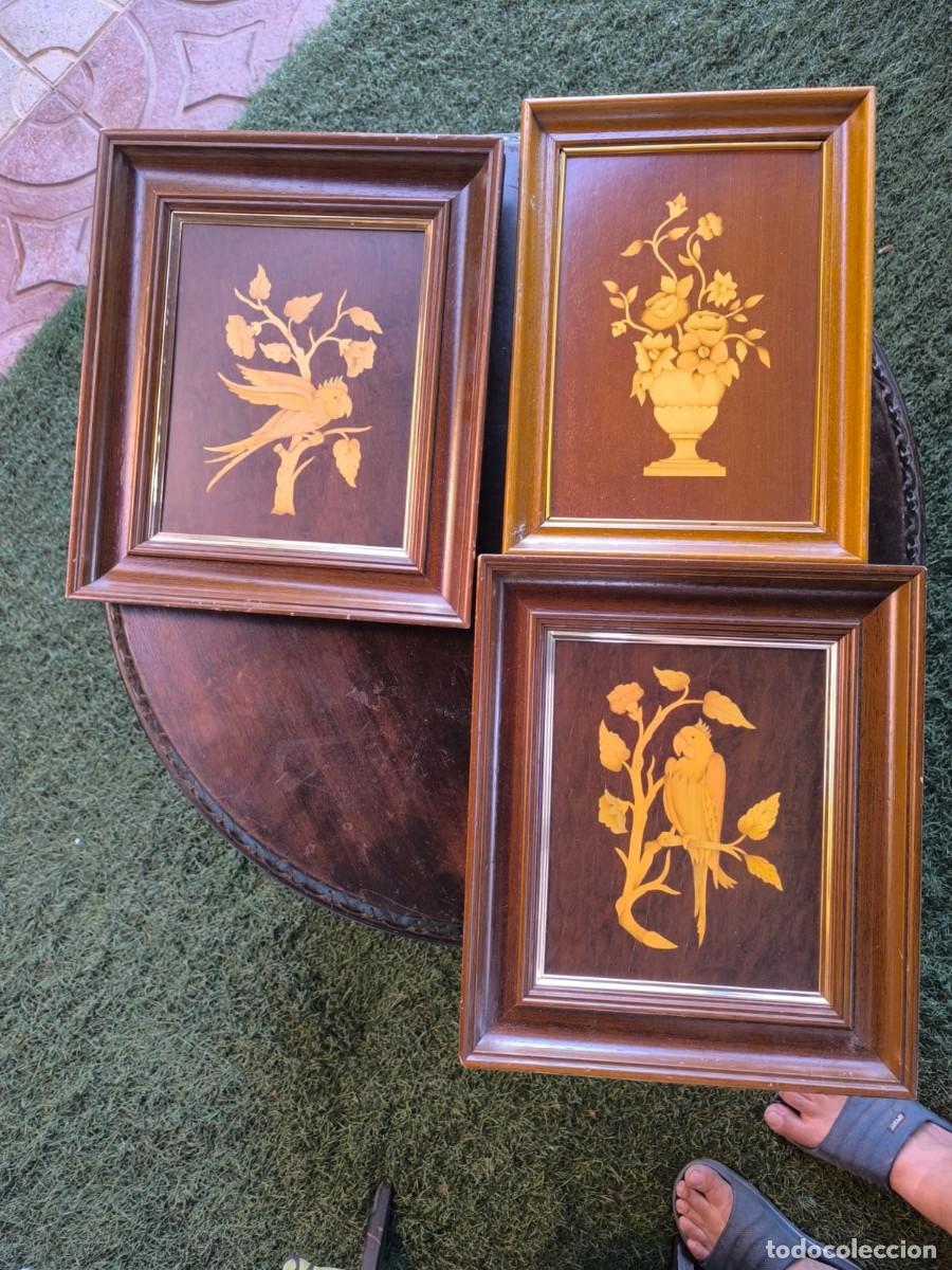 Vintage: Cuadros de madera con flores y p&aacute;jaros - Foto 5