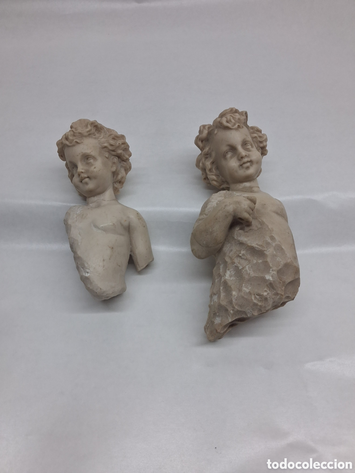 Vintage: 2. cabezas angelitos resina