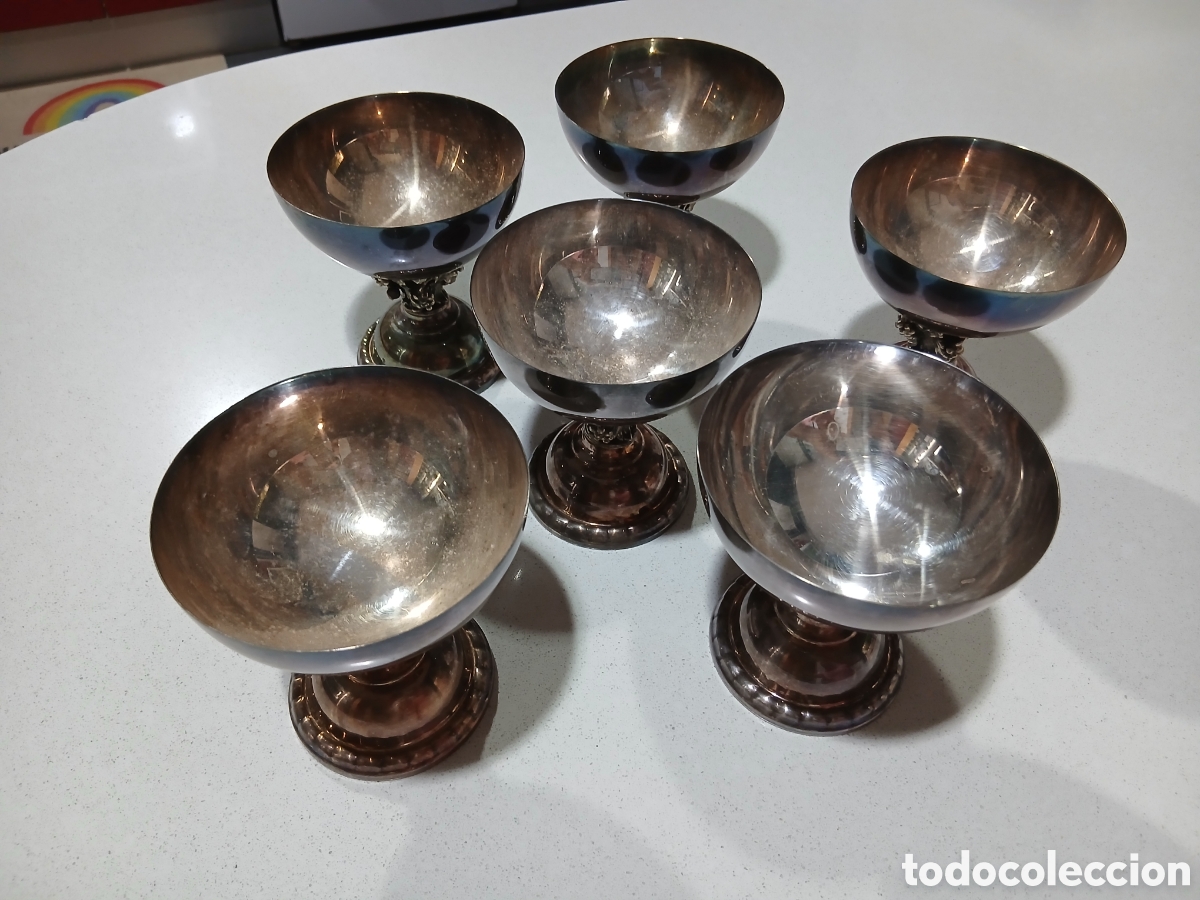 Vintage: 6 copas antiguas de metal muy bonitas