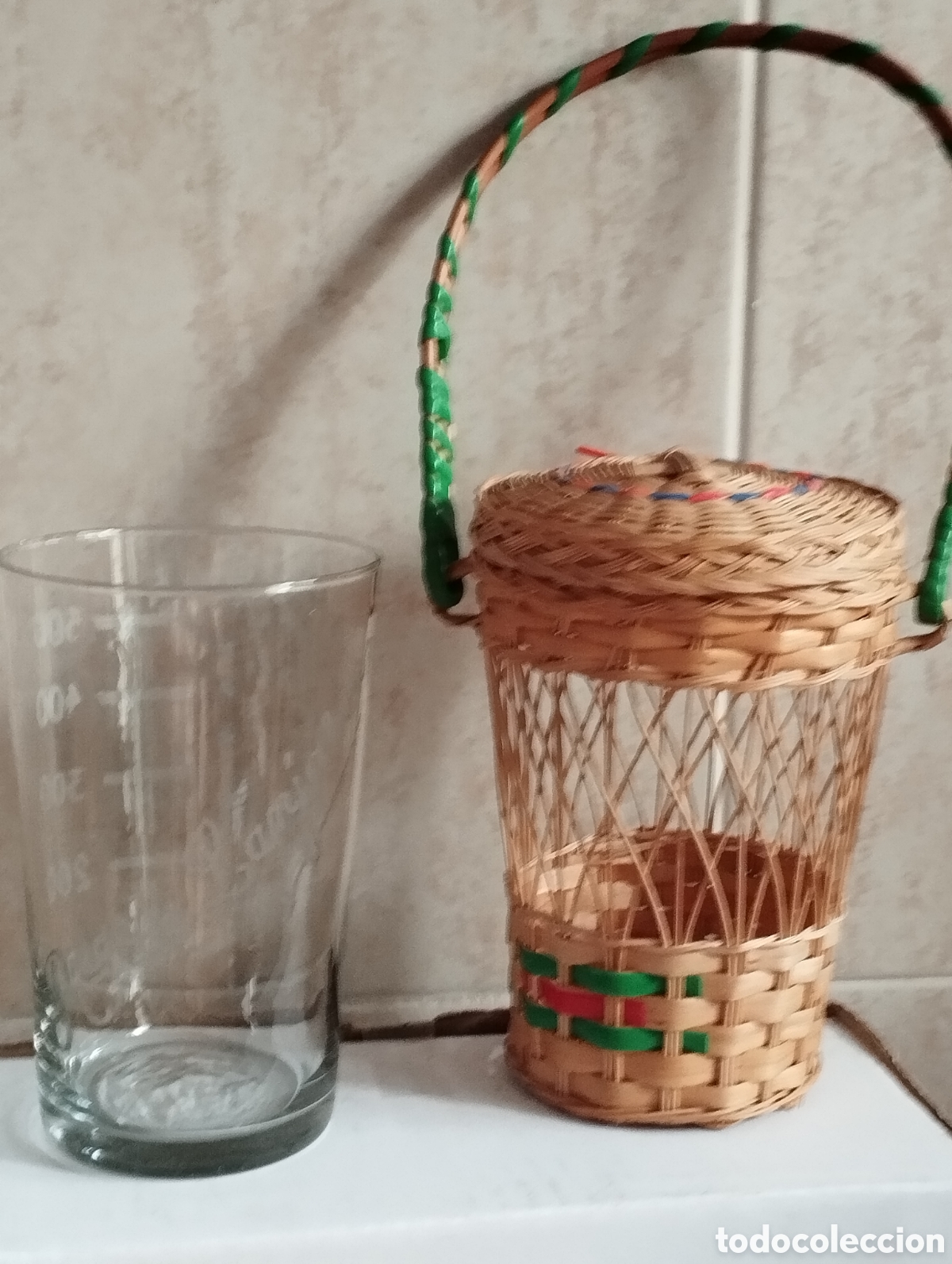 Vintage: ANTIGUO VASO LANJAR&Oacute;N GRANADA GRABADO AL ACIDO