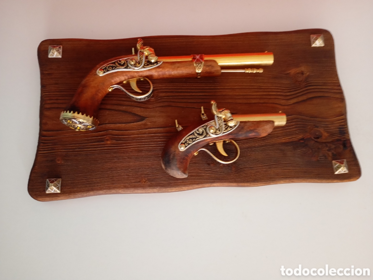 Vintage: R&eacute;plicas pistolas estilo Damasquinado Toledo Panoplia decorativa # Trabuco avancarga ca&ntilde;on