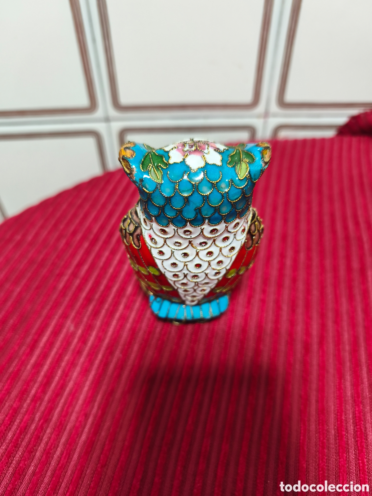 Vintage: B&uacute;ho, esmalte cloisonn&egrave;.Mide 10 CMS de alto. - Foto 2