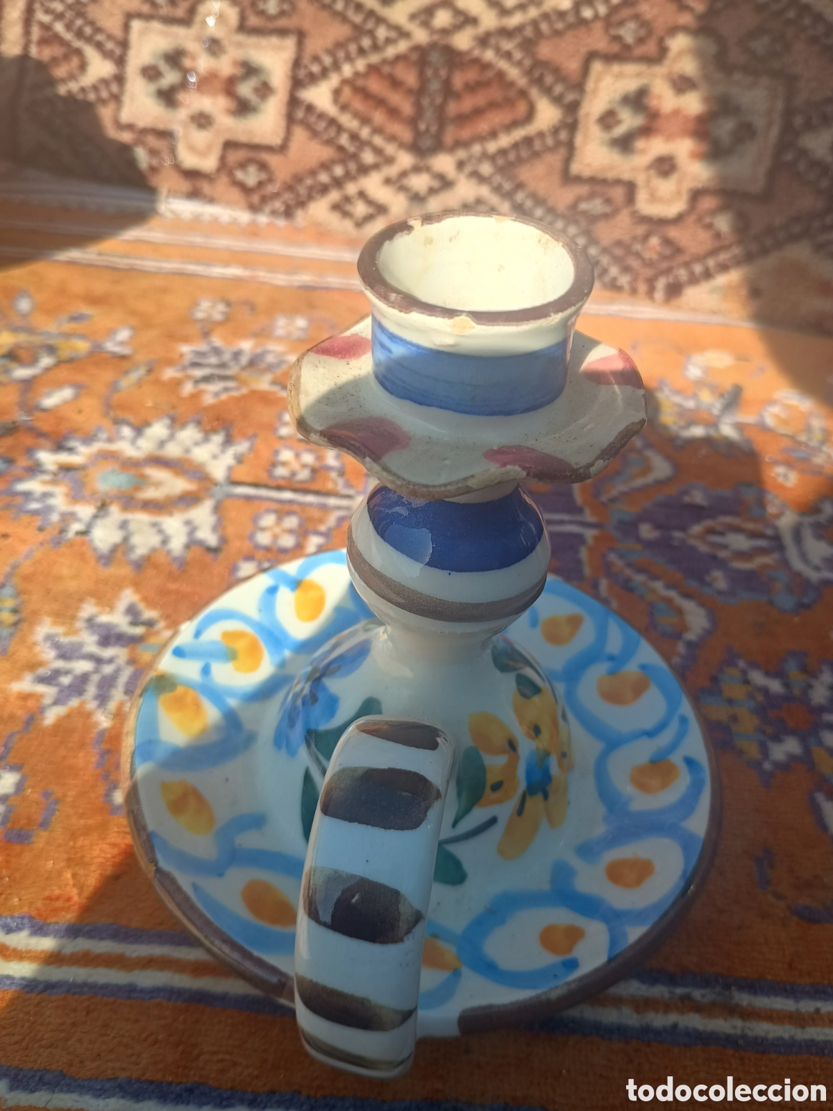 Vintage: Palmatorio Porta velas cer&aacute;mica