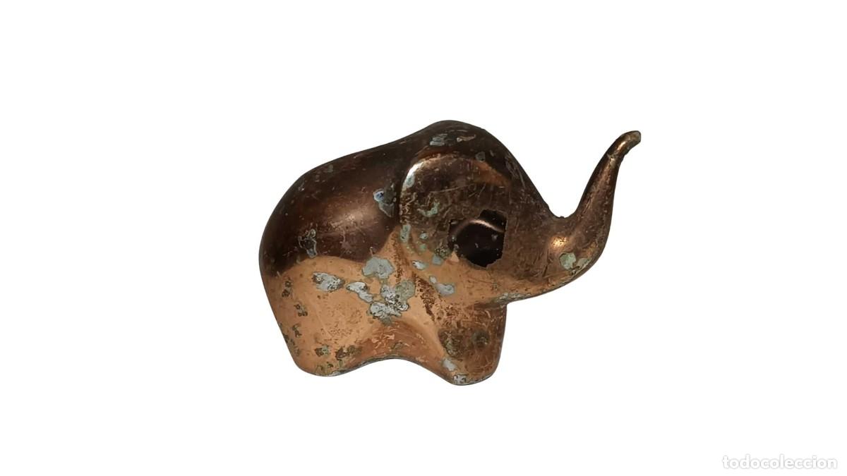 Vintage: FIGURA DE ELEFANTE EN BRONCE ESTILIZADO - TROMPA HACIA ARRIBA - A&Ntilde;OS 40/50