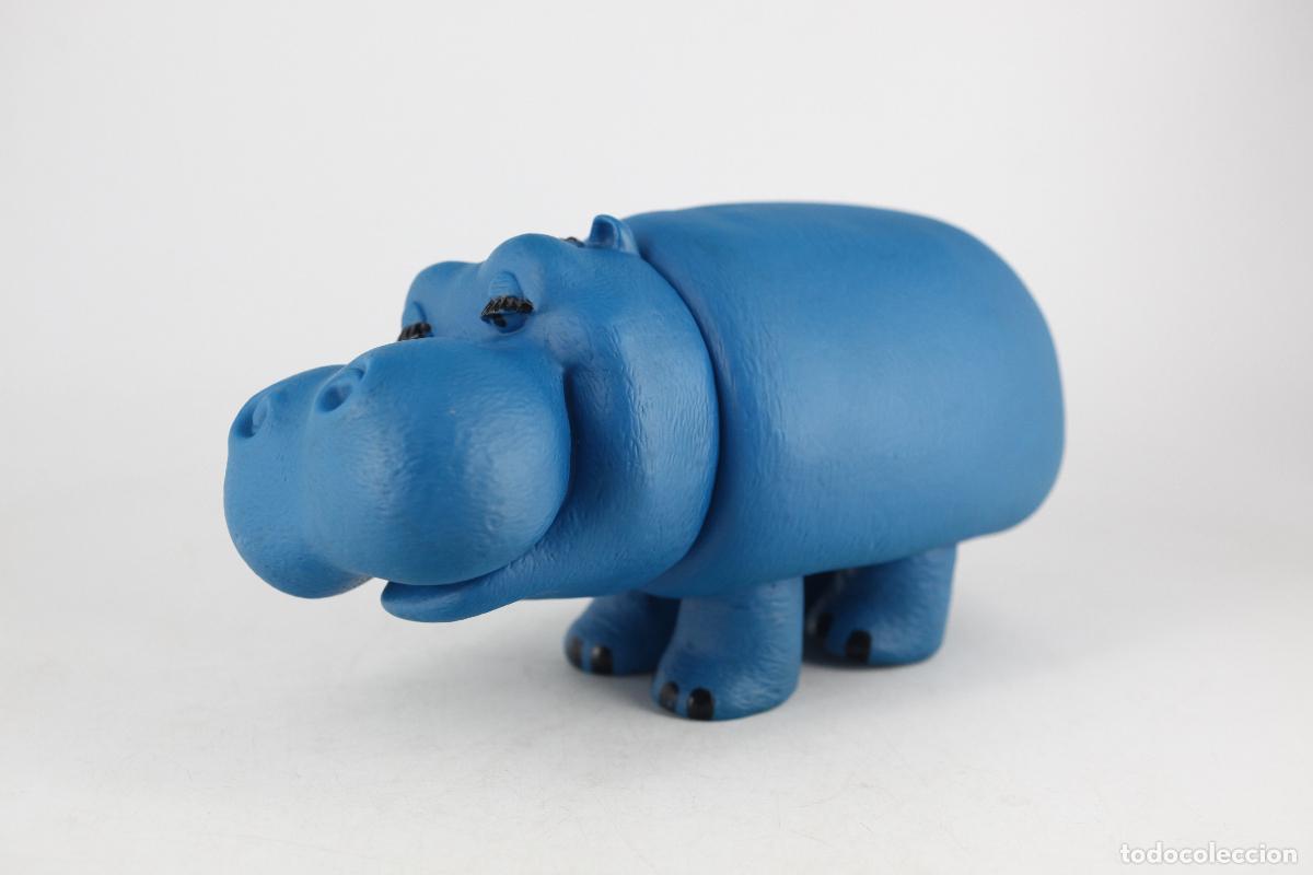 Vintage: figura juguete de goma Pipo el hipopotamo marca Lines publicidad Ausonia a&ntilde;os 80 azul