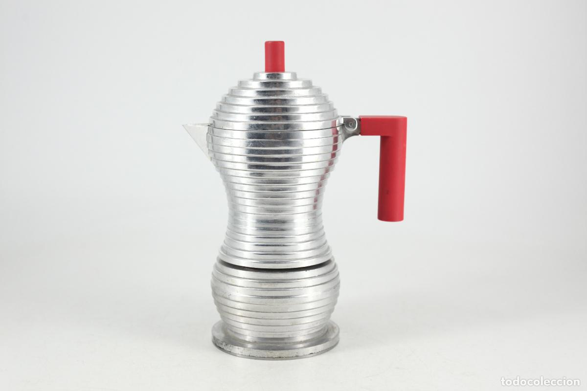 Vintage: Cafetera Alessi Pulcina 2015 dise&ntilde;o Michele de Lucchi Fabricada aluminio fundido plastico rojo