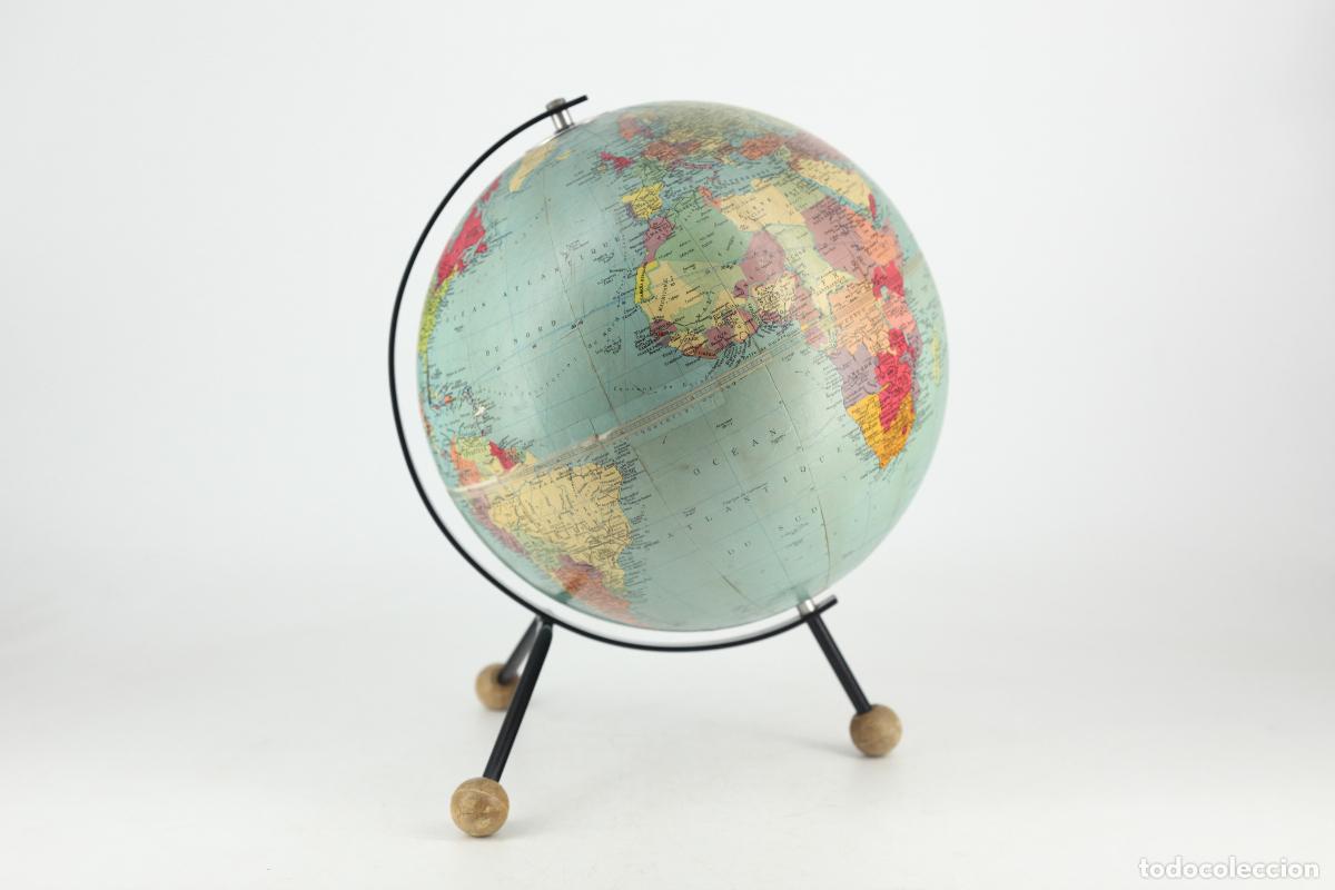 Vintage: Globo terr&aacute;queo globo del mundo Cartes Taride tripode Francia A&ntilde;os 60.