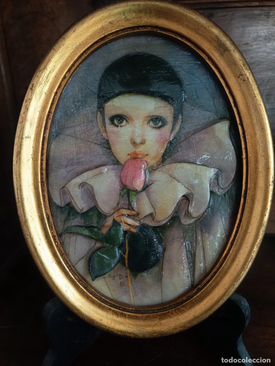 Vintage: Cuadro Pierrot de Mira Fujita