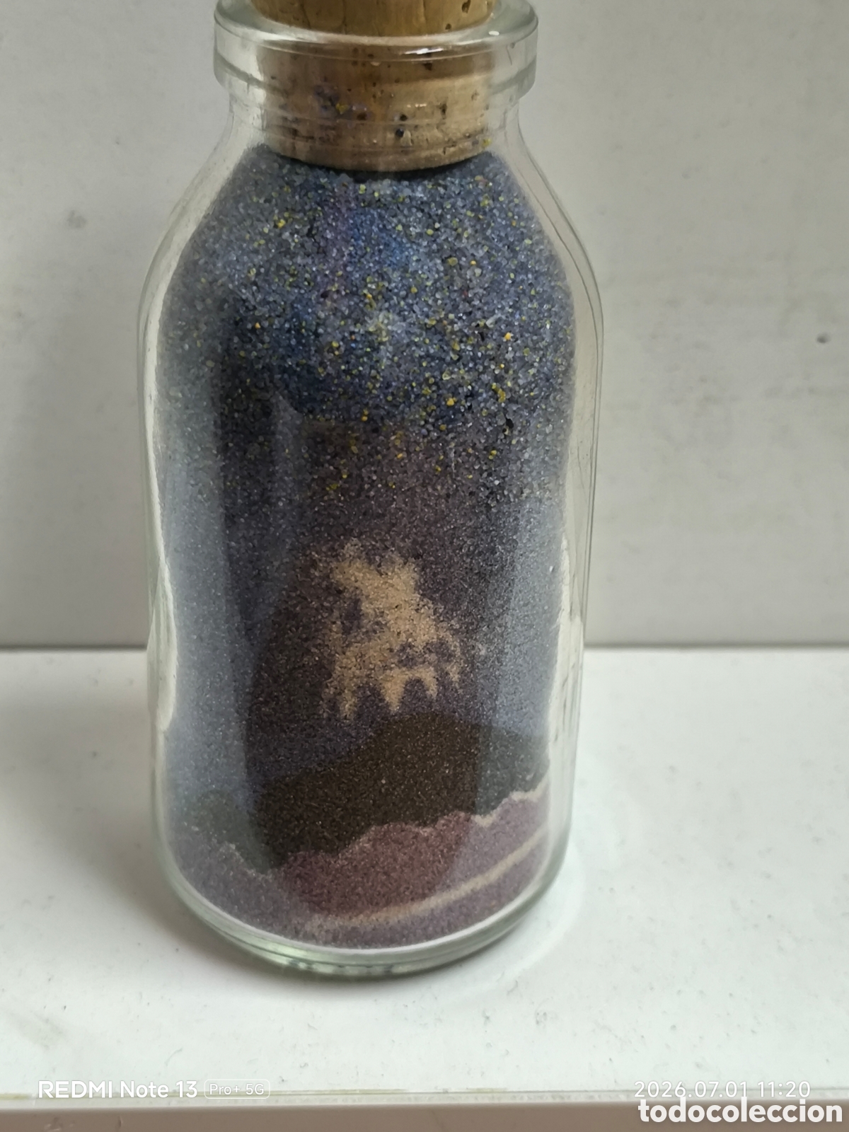 Vintage: Botella arena colores galaxia 10cm