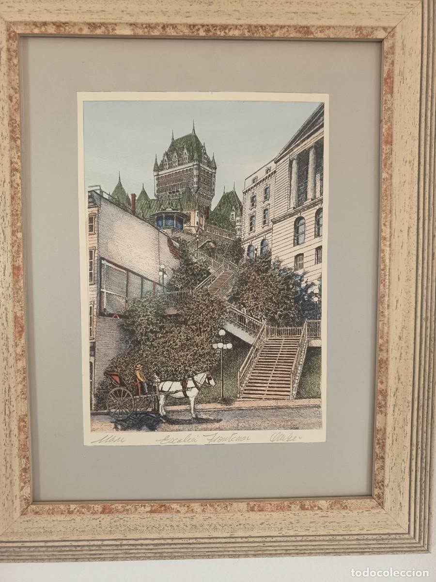 Vintage: Cuadro litograf&iacute;a Escalier Frontenac Qu&eacute;bec - Foto 2