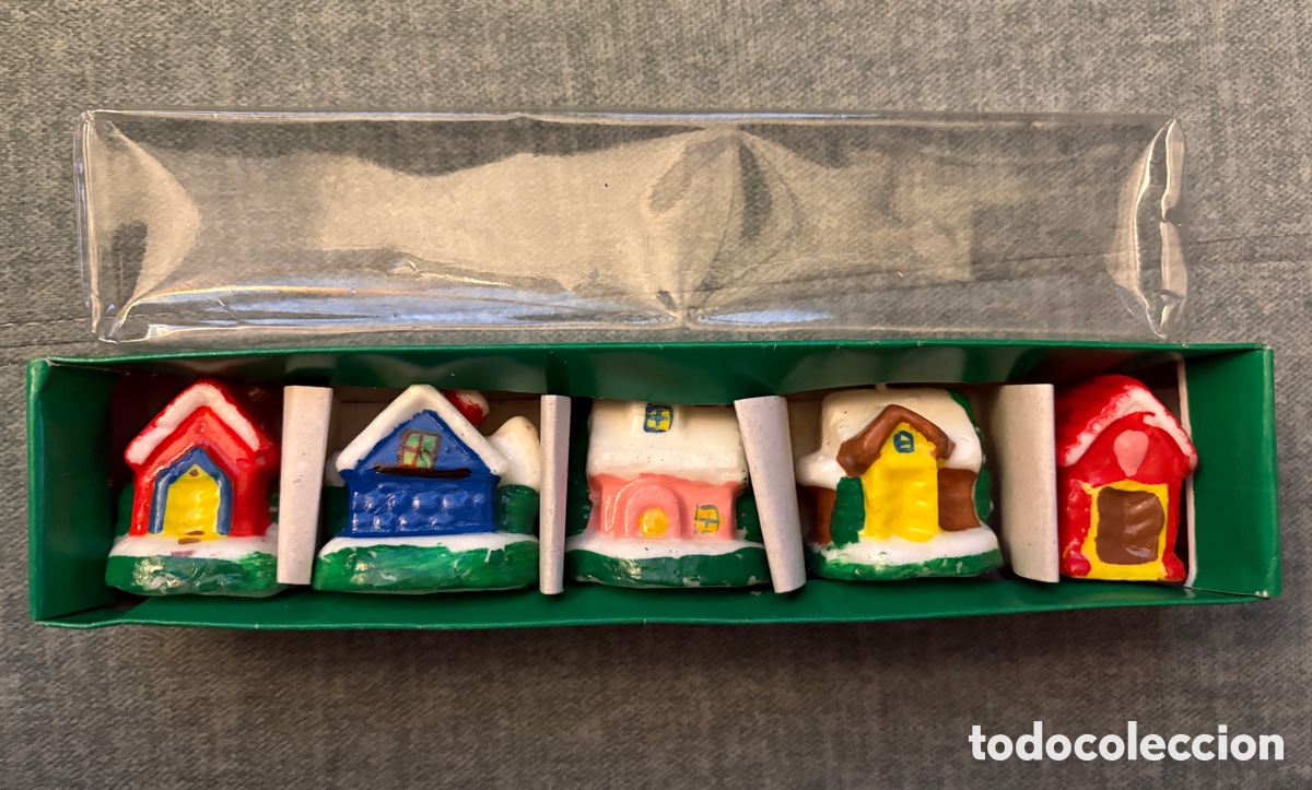Vintage: (L910) 5 Velas Vintage Navidad Forma de Casitas - Yves Rocher (a&ntilde;os 80/90) - Caja Original