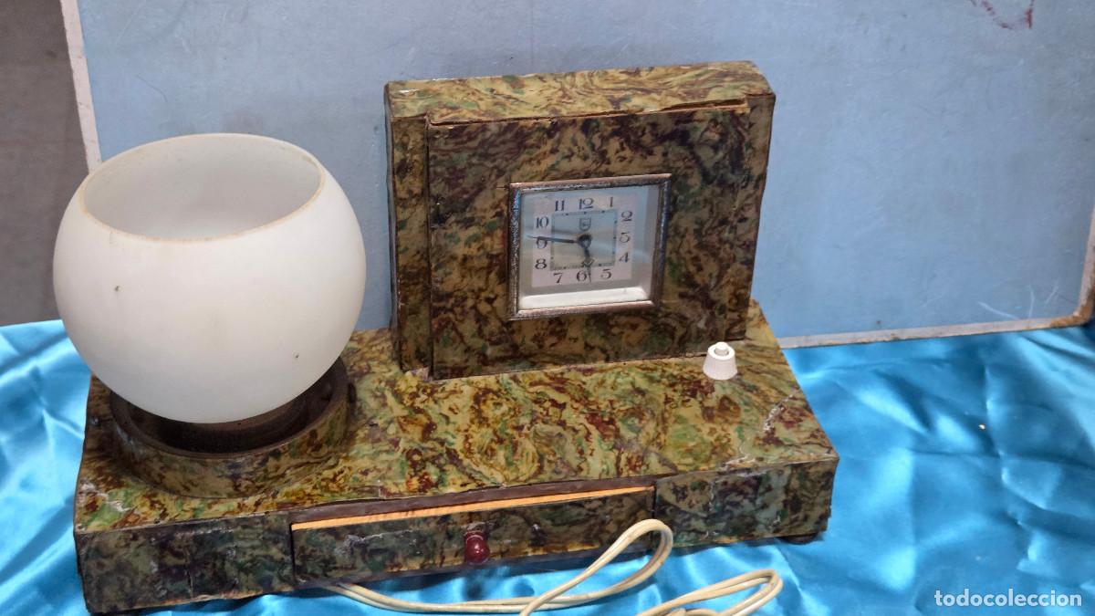 Vintage: lampara reloj de madera ardeco - Foto 2