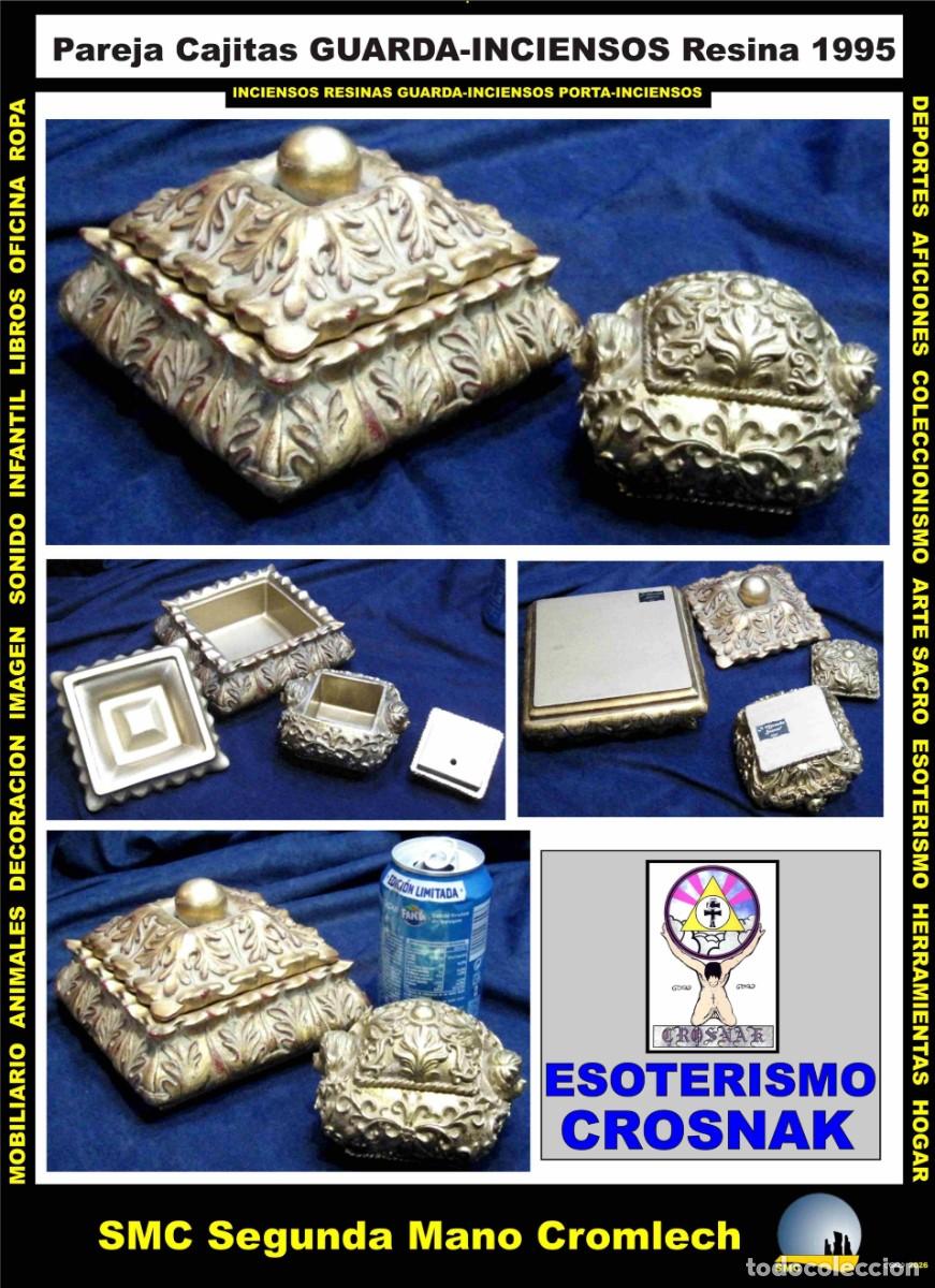Vintage: Pareja CAJITAS Resina GUARDA-INCIENSOS 1995 Arte Sacro Mar&iacute;a Auxiliadora- CROSNAK Estado EXCEPCIONAL