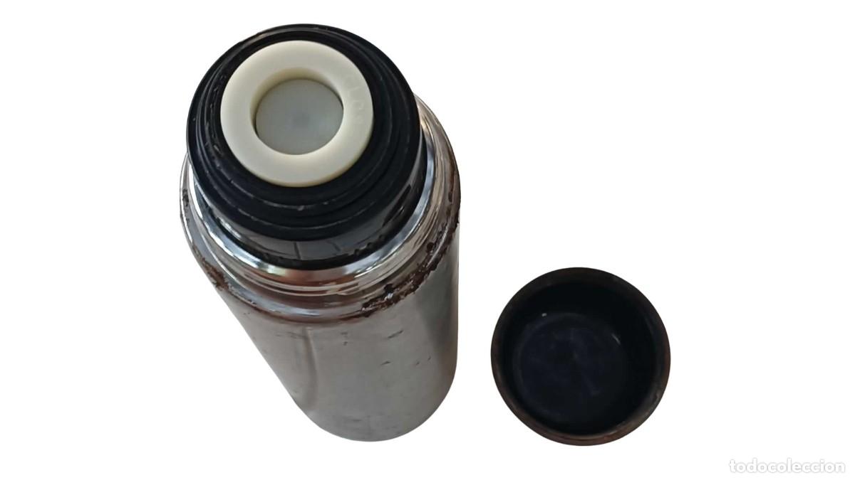 Vintage: BOTELLA T&Eacute;RMICA VINTAGE DE ALUMINIO - TAPA-VASO - INTERIOR SIN &Oacute;XIDO - A&Ntilde;OS 70/80