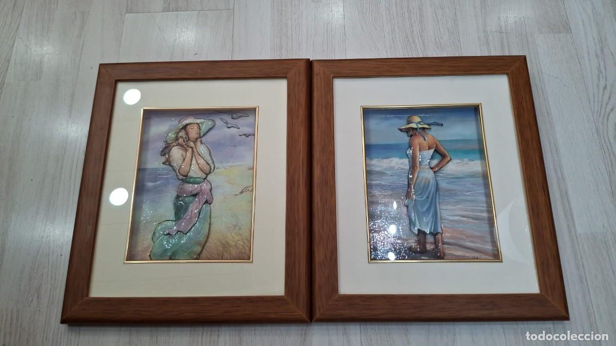 Vintage: Preciosa pareja de cuadros decorativos de estilo vintage / retro, ideales para a&ntilde;adir un toque coste