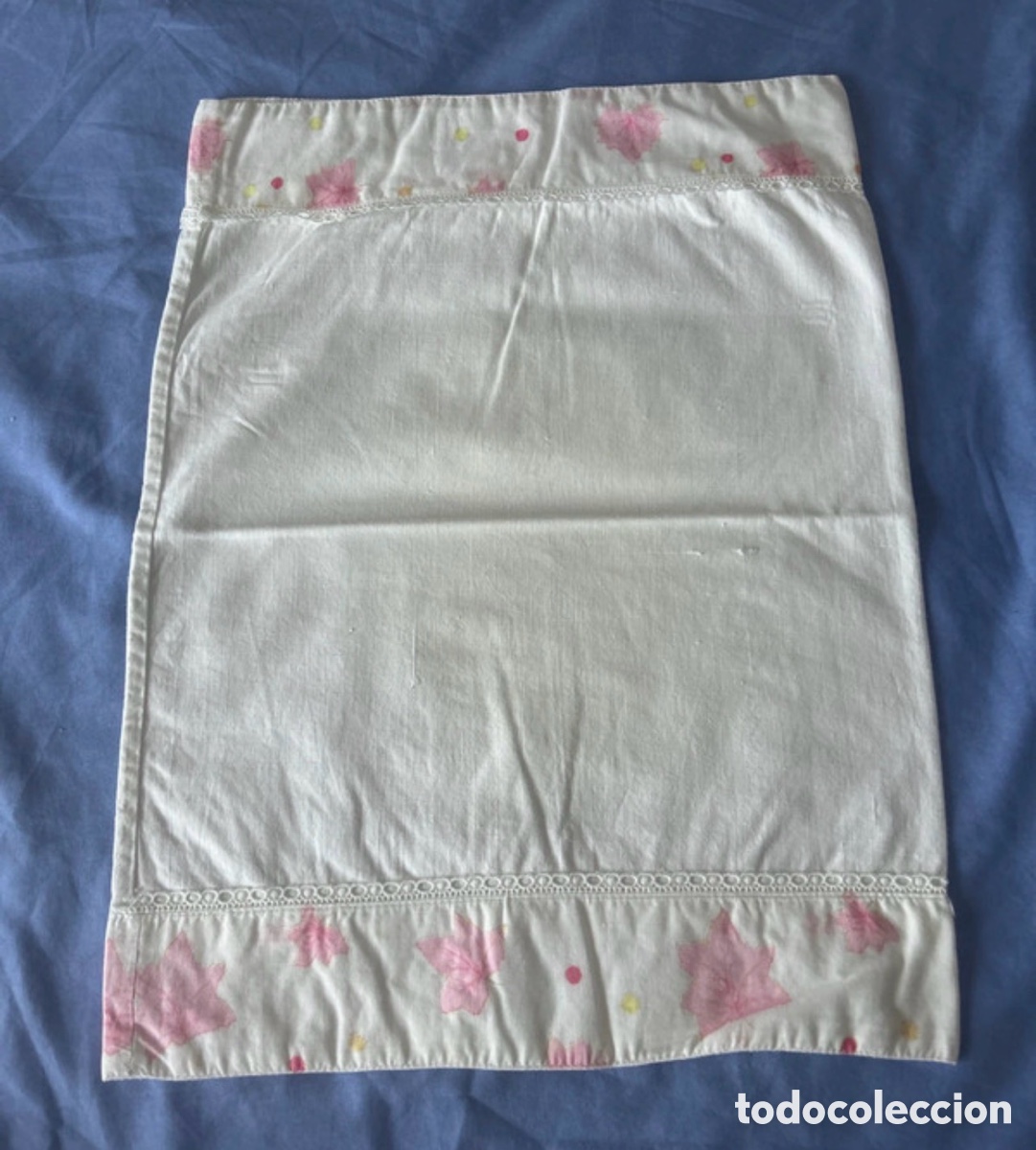Vintage: Antigua funda de almohada infantil de lino y algod&oacute;n 33x 43