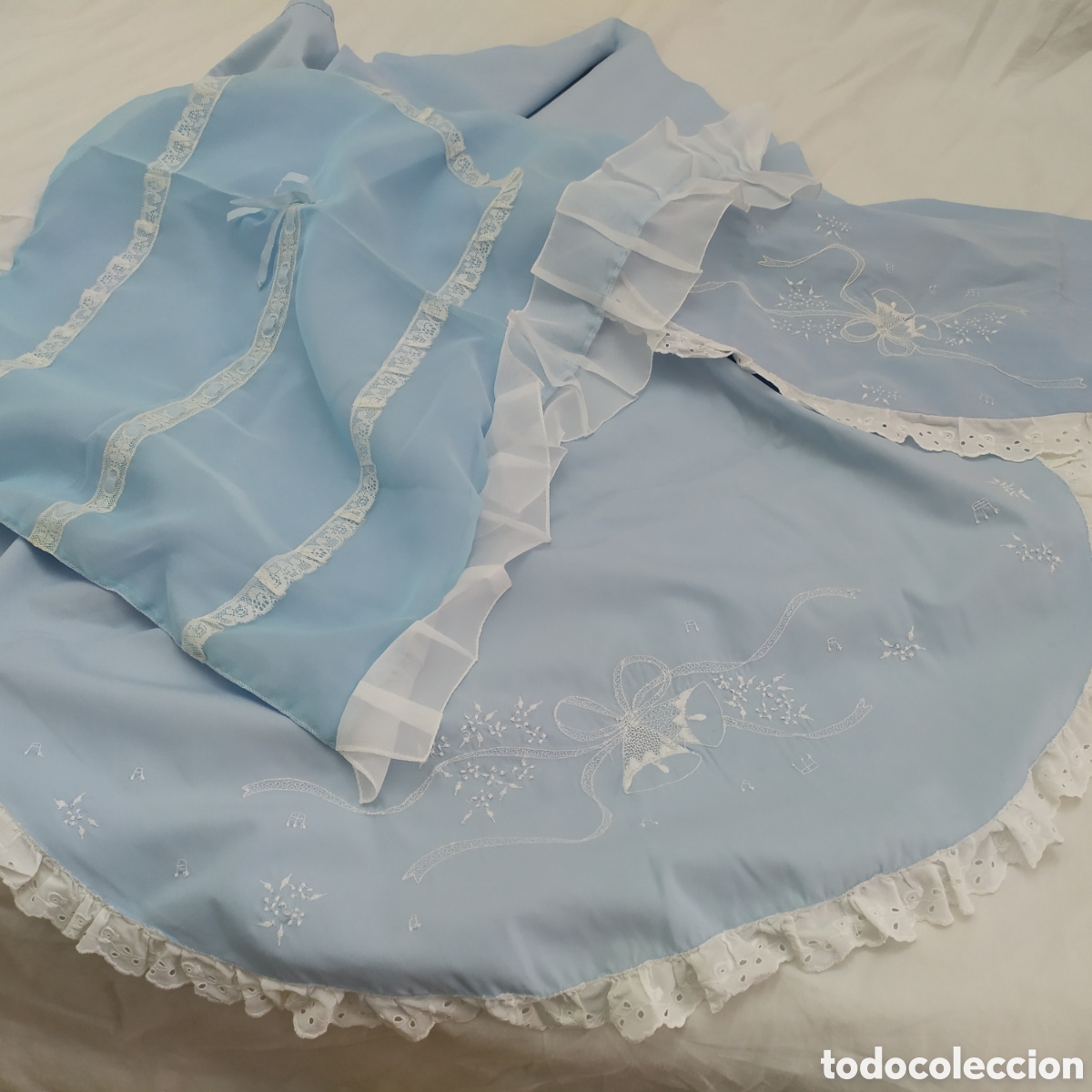 Vintage: Juego de ropa para cuna vintage de 3 piezas con bordados, s&aacute;bana (mide 125x75 cm, colcha (60x50 cm)