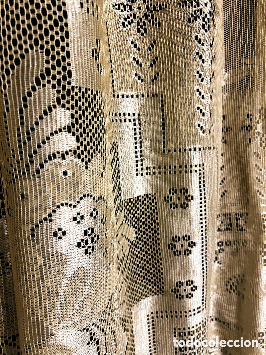 Vintage: Cortina antigua de algod&oacute;n y rayon - Foto 3