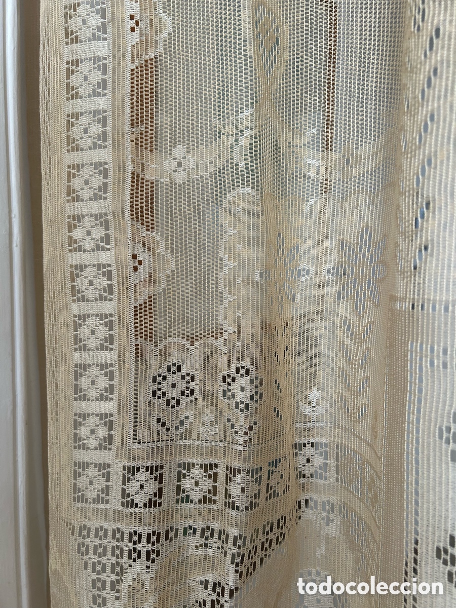 Vintage: Cortina antigua de algod&oacute;n y rayon - Foto 5