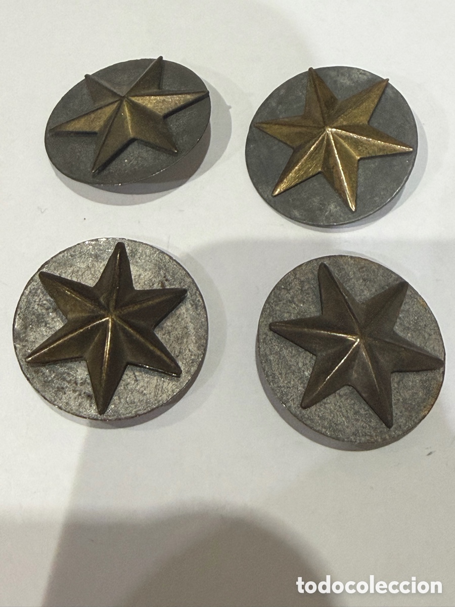 Vintage: 4 Estrella de 6 punta con tornillo miden 2,2 cm