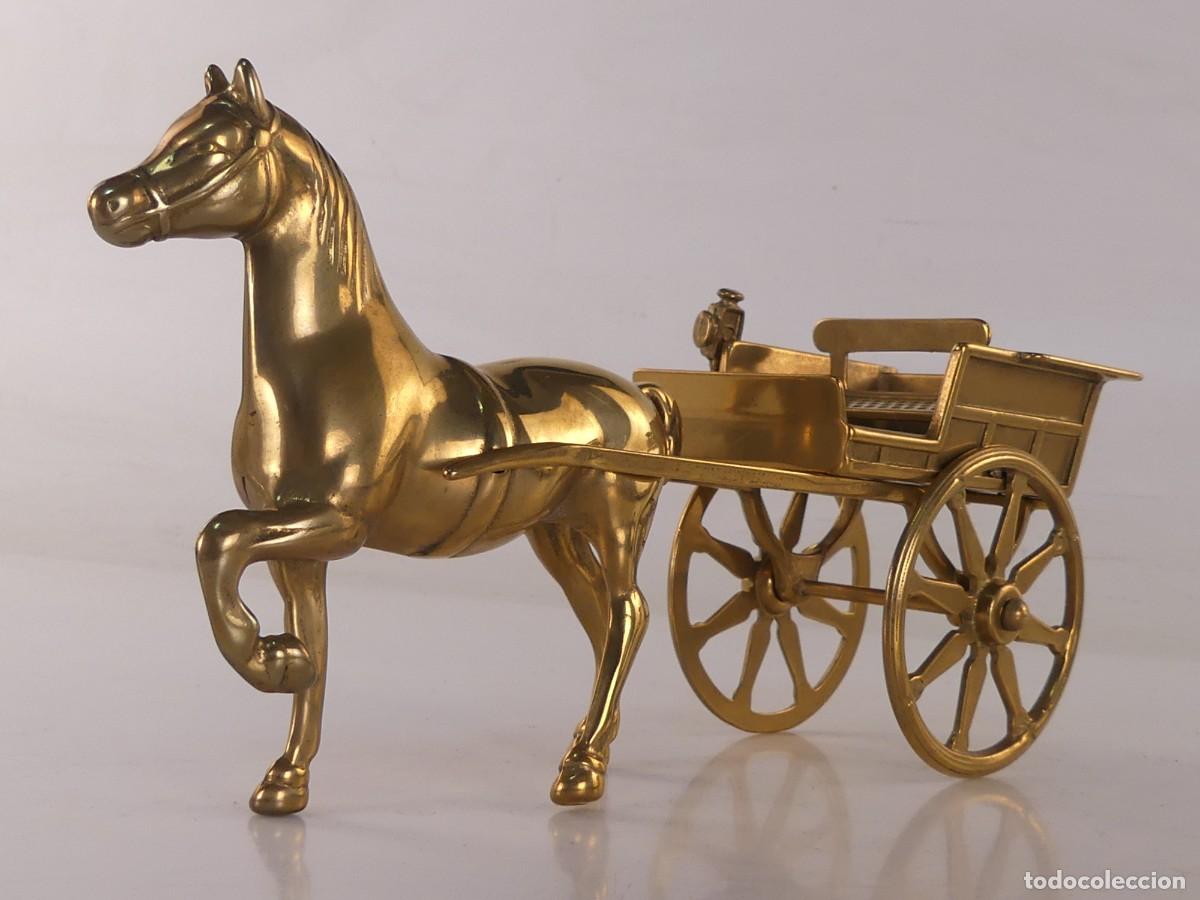 Vintage: FIGURA CABALLO CON CARUAJE DE LATON