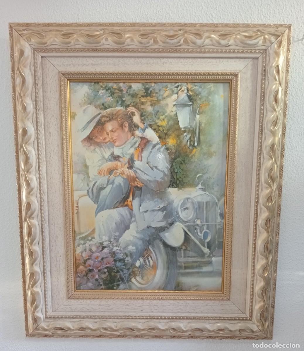 Vintage: CUADRO ESCENA ROMANTICA, IMPRIMIDA SOBRE LATA, MUY DECORATIVO