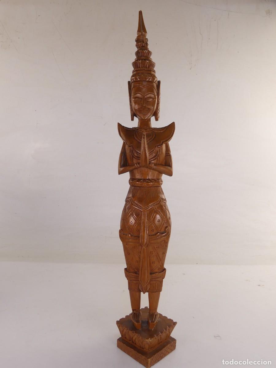 Vintage: FIGURA DE DIOSA THAILANDESA TALLADA DE MADERA