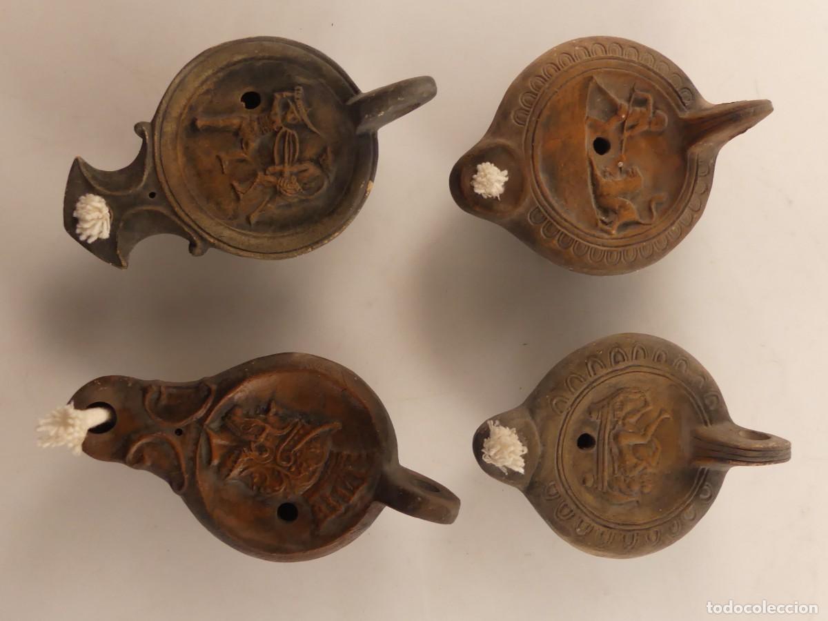 Vintage: LOTE DE 4 LAMPARAS GRIEGAS DE ACEITE .REEDICIONES