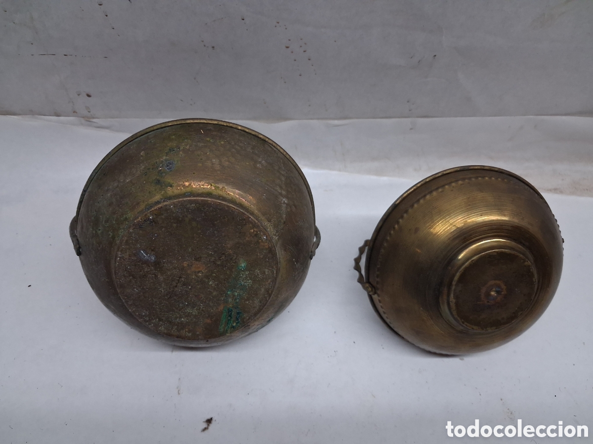 Vintage: 2 peque&ntilde;as cestas lat&oacute;n - Foto 4