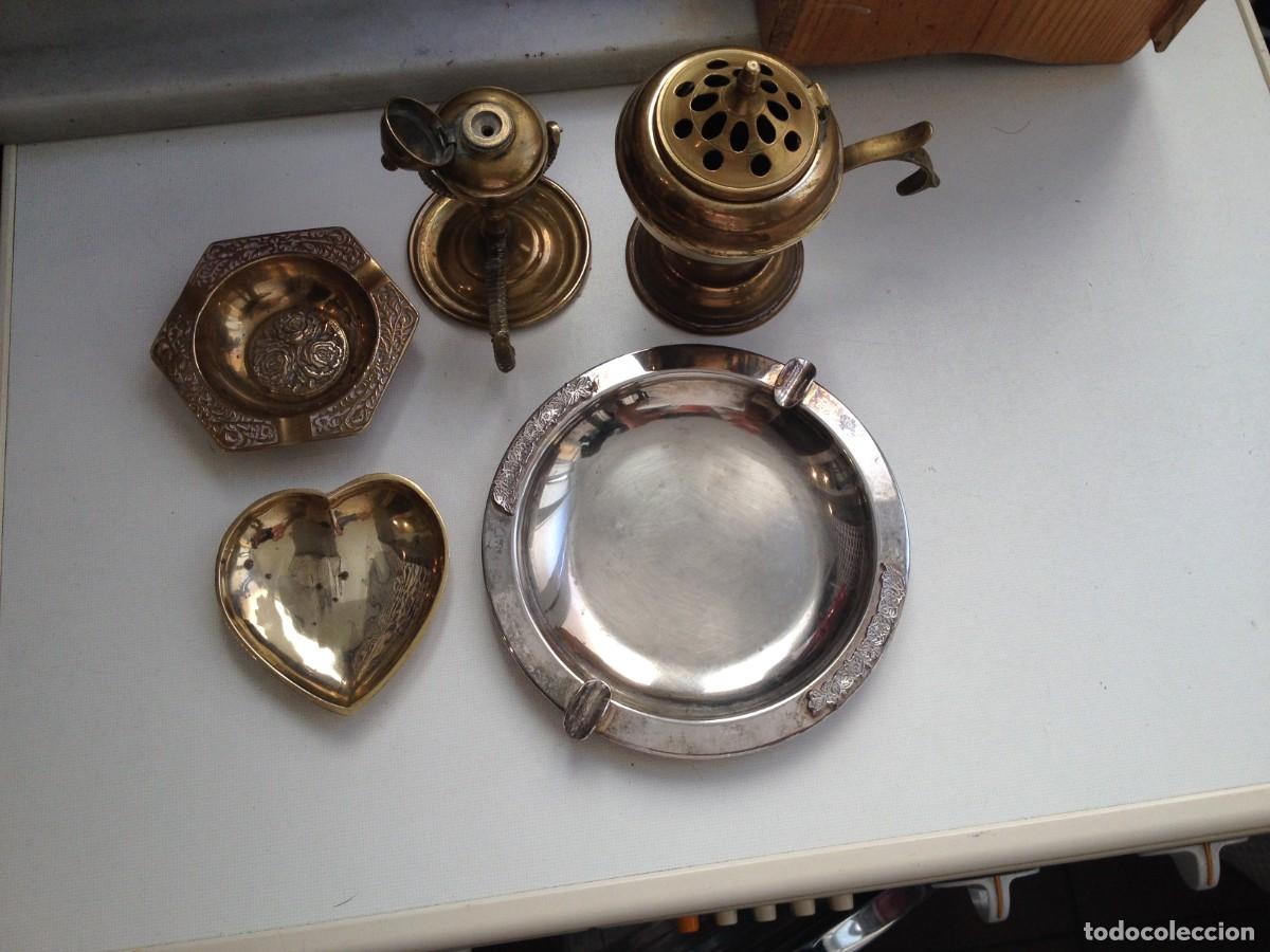 Vintage: Lote de varios art&iacute;culos de bronce y metal