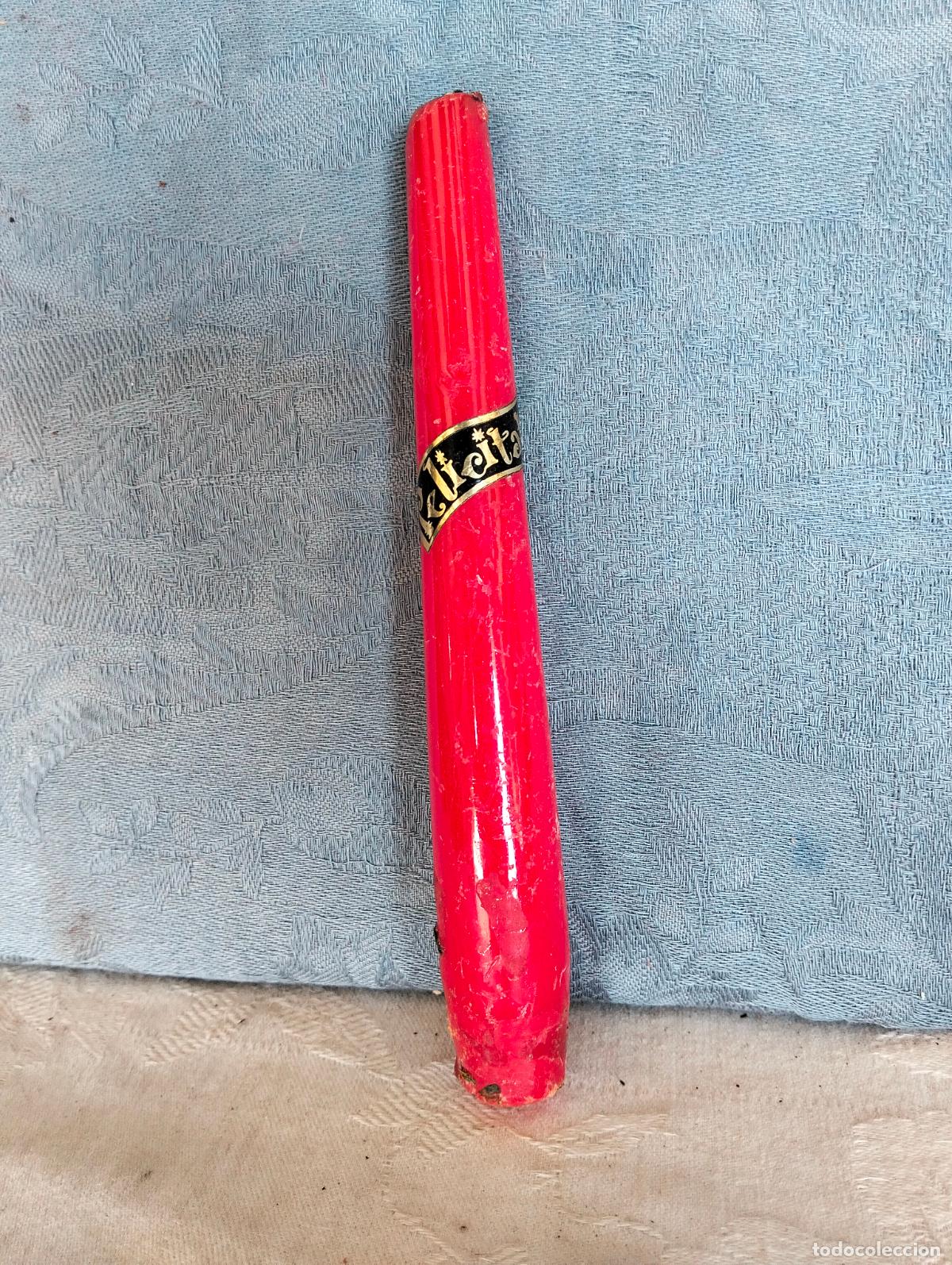 Vintage: Vela roja vintage felicidades en catal&aacute;n felicitats aniversari
