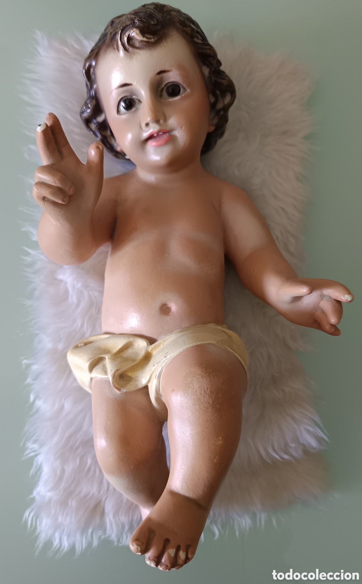 Vintage: Ant&iacute;g&uuml;a Figura del Ni&ntilde;o Jes&uacute;s de los a&ntilde;os sesenta