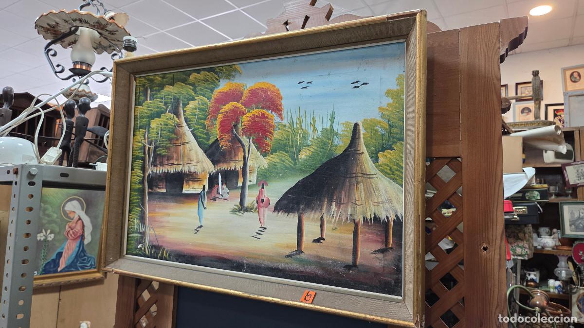 Vintage: cuadro africano al oleo