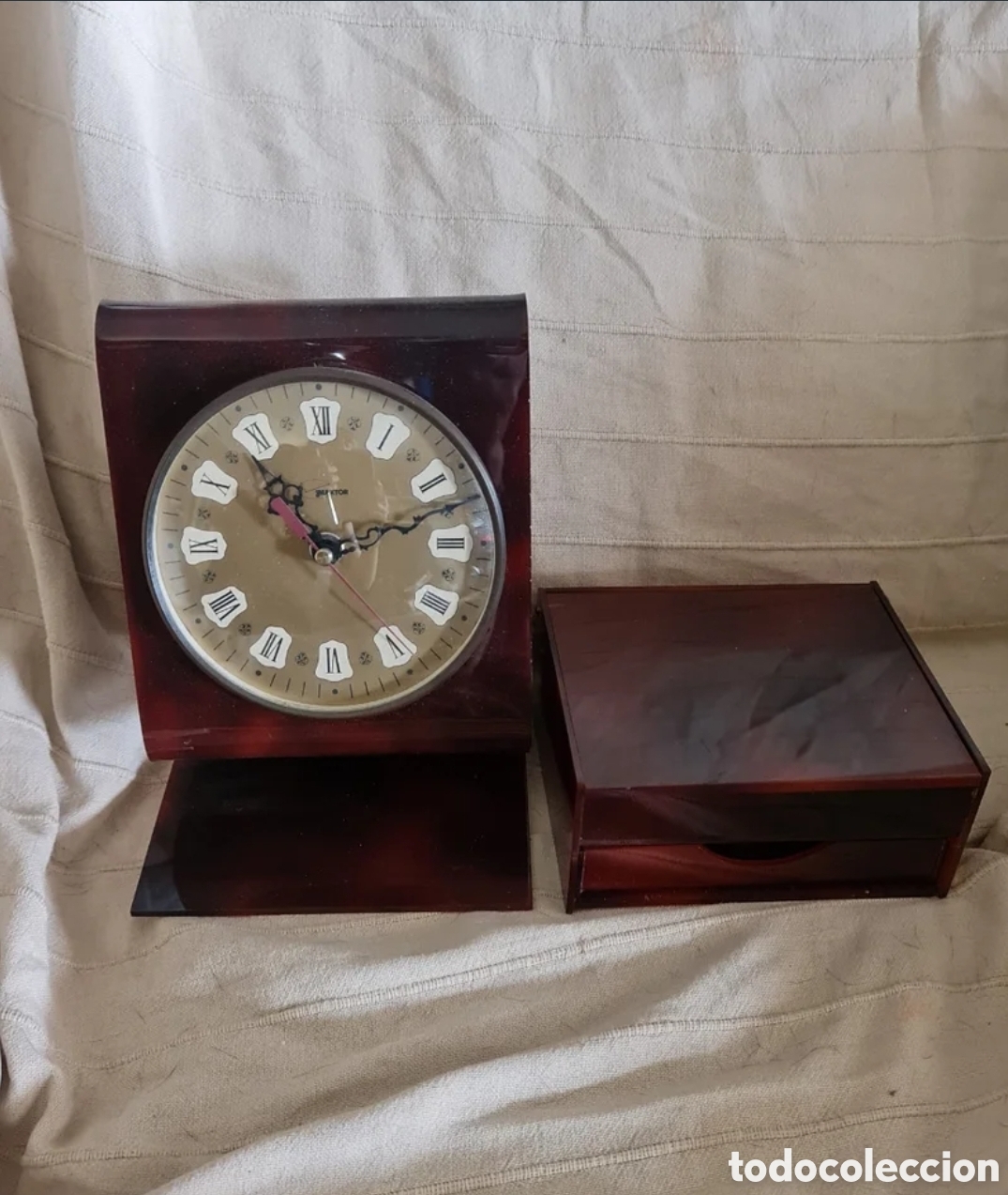 Vintage: Retro Exclusivo Cjto Reloj Sobremesa y Joyero