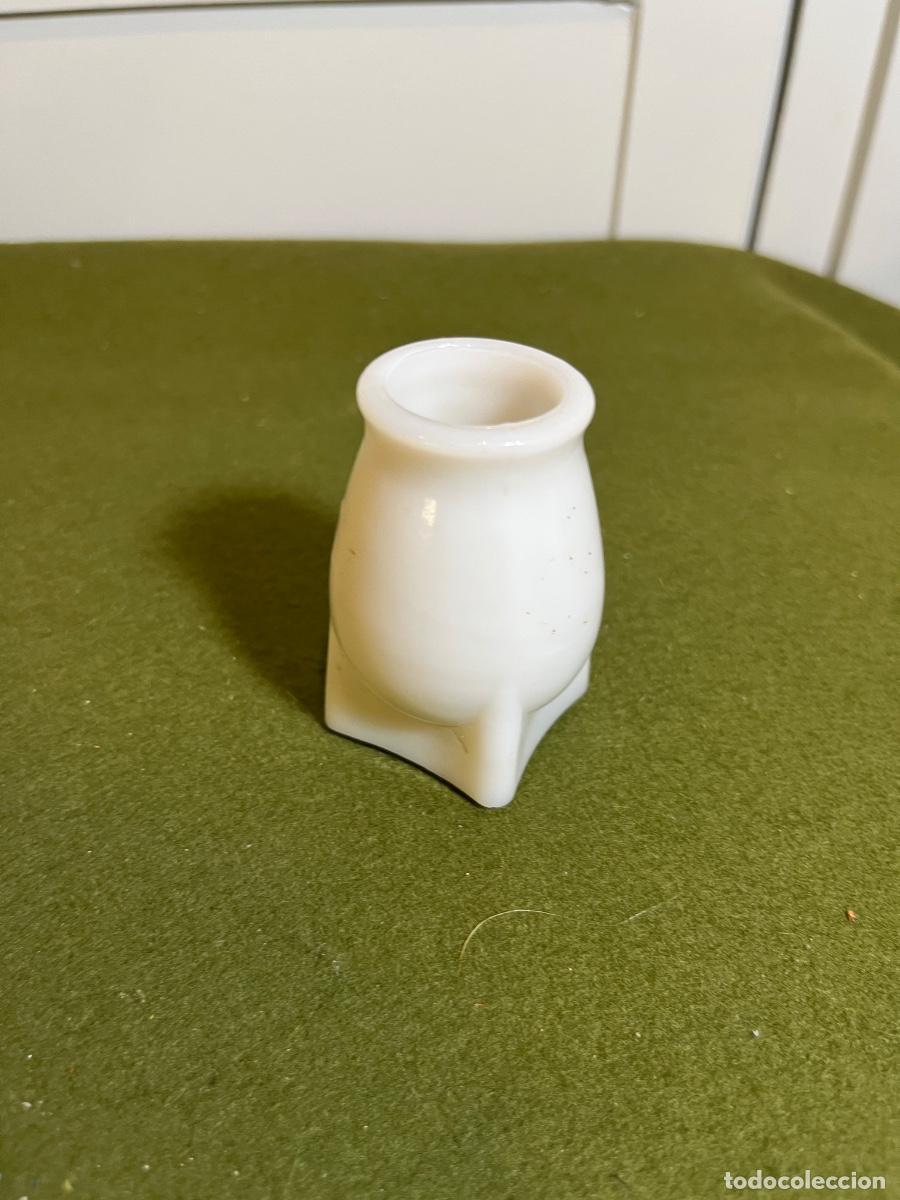 Vintage: Palillero de vidrio opalina blanca vintage a&ntilde;os 50-70 salero abierto recipiente de tocador