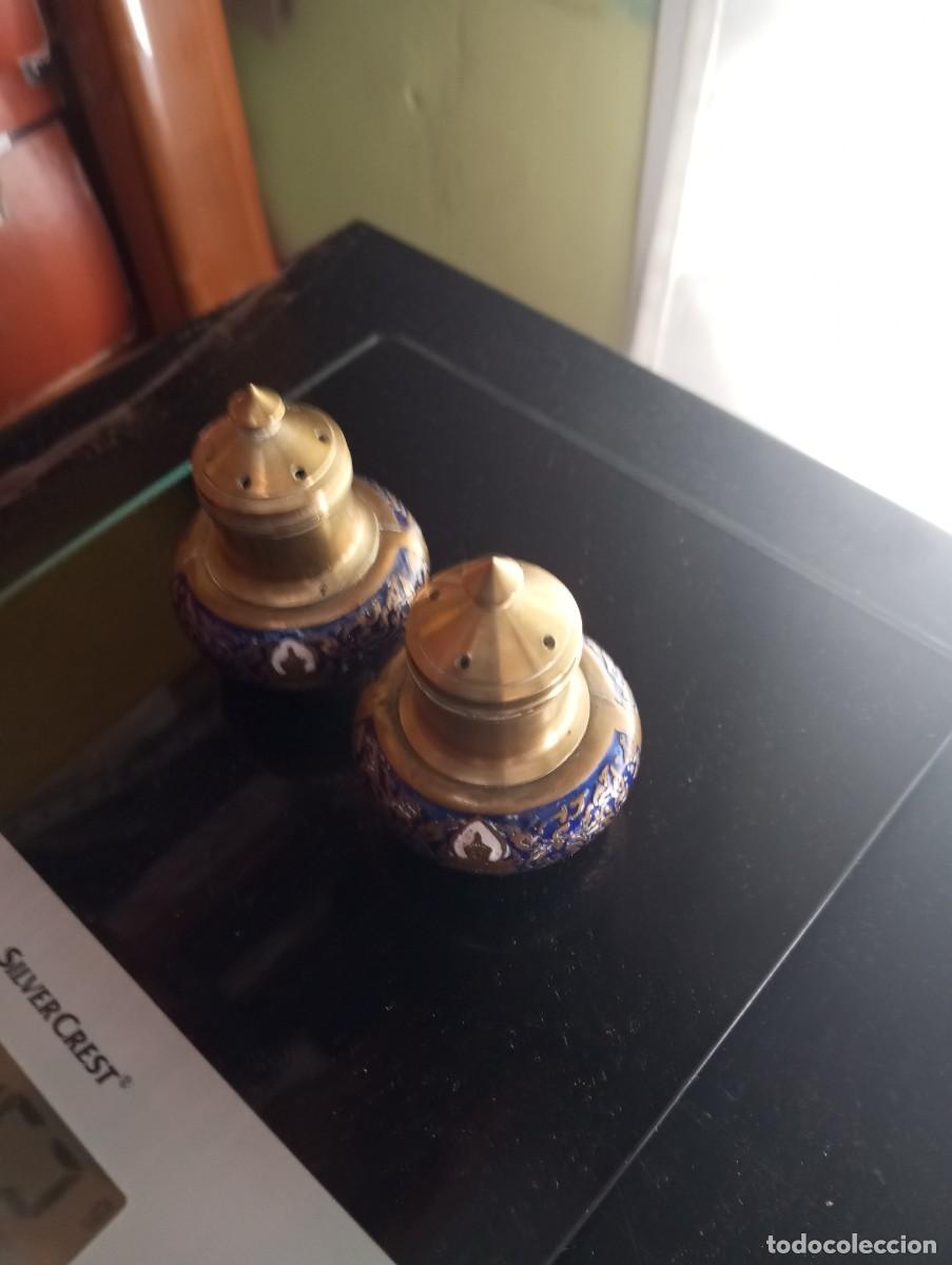 Vintage: LOTE ESPECIEROS VINTAGE CERAMICA BRONCE O LATON