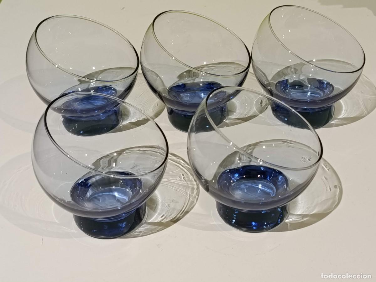 Vintage: Lote 5 vasos o copas de helado azul vintage