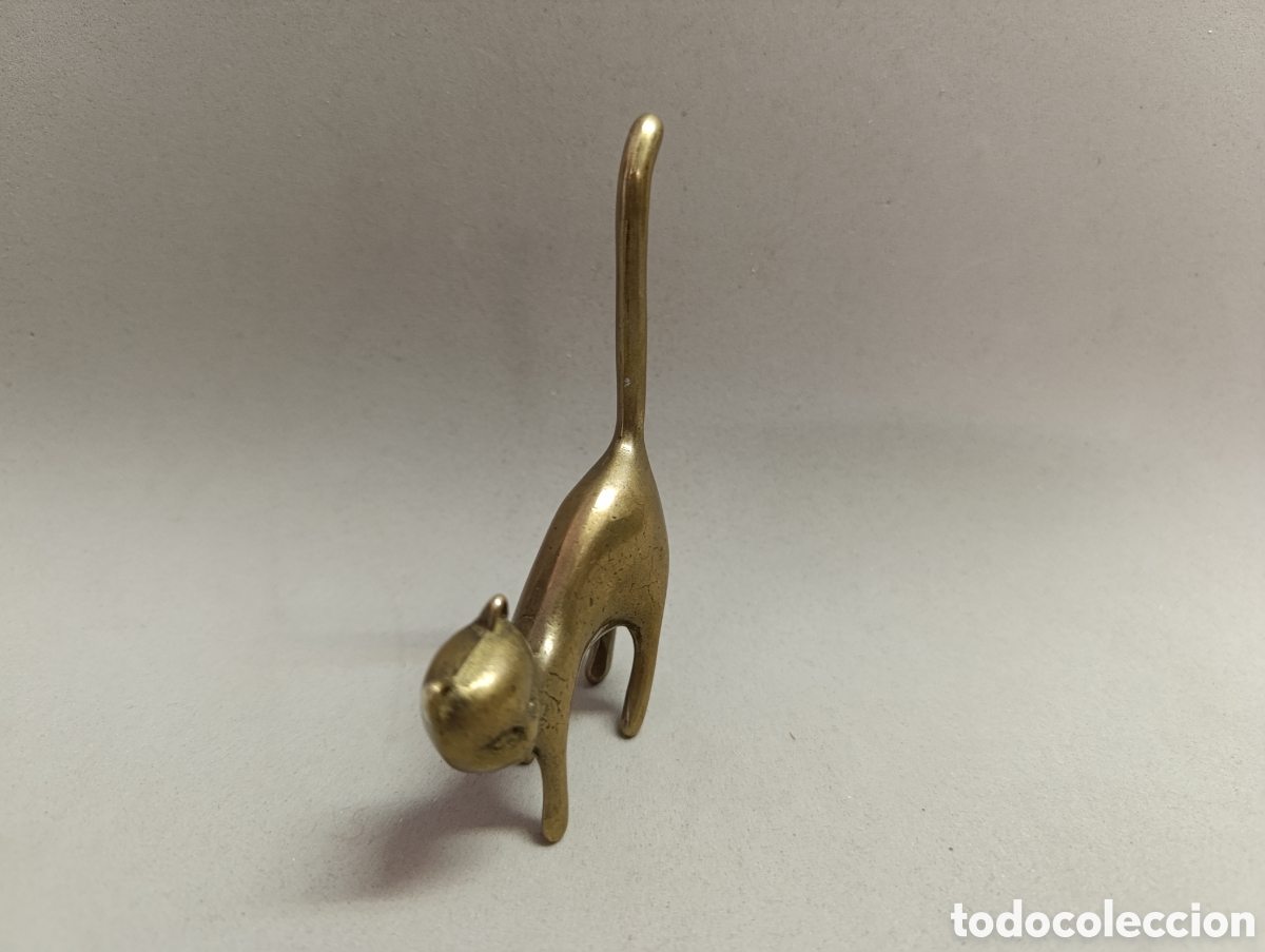 Vintage: GATO DE BRONCE, SOPORTE DE ANILLOS. - Foto 2