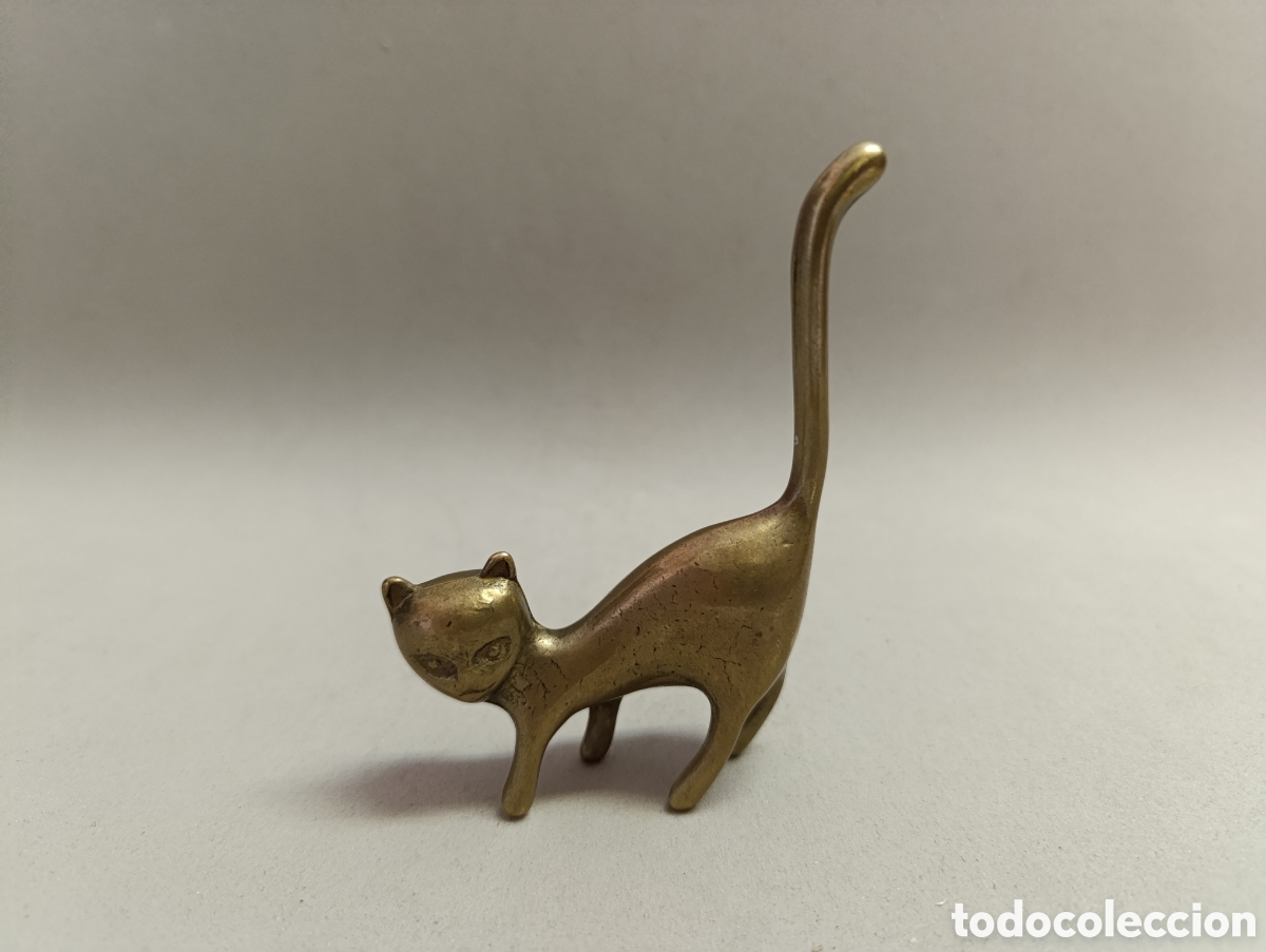 Vintage: GATO DE BRONCE, SOPORTE DE ANILLOS. - Foto 5