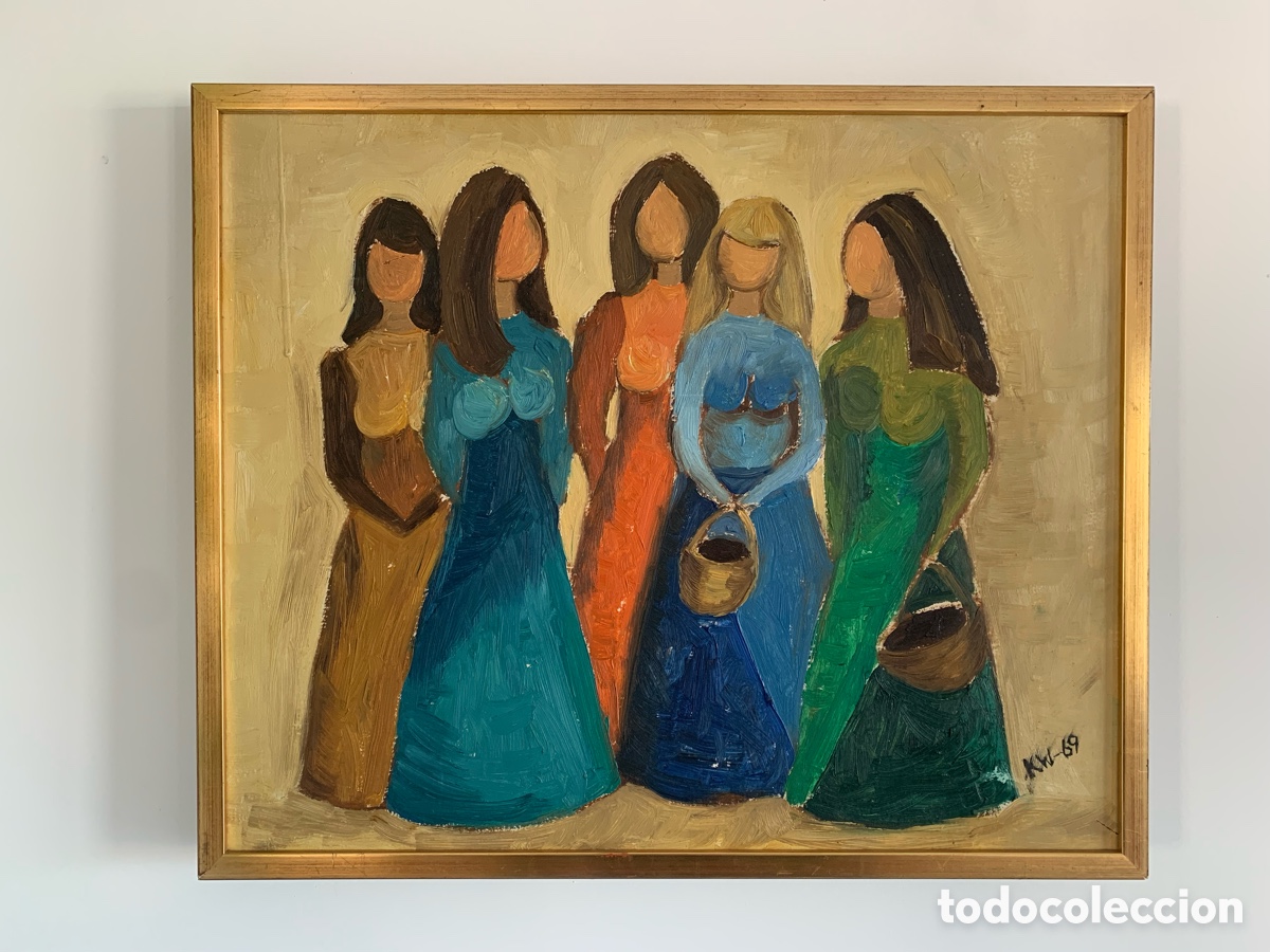 Vintage: Pintura &oacute;leo sobre tablex 46x38 cm - artista desconocido