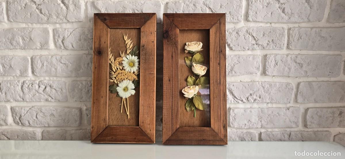 Vintage: CONJUNTO DECORATIVO: TRES CUADROS D'Artigiano DE FLORES NATURALES DESECADAS