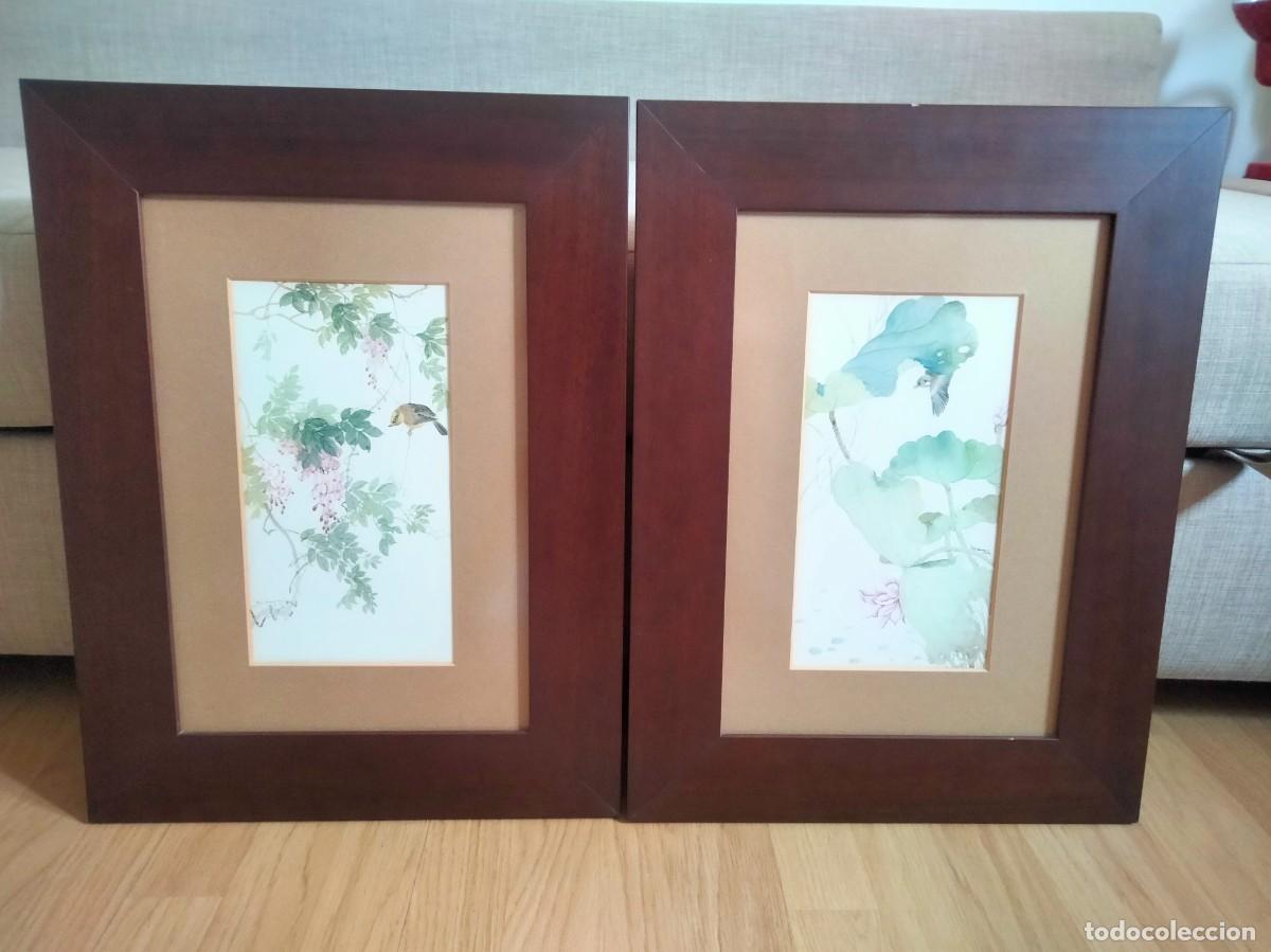 Vintage: Pareja de cuadros estilo oriental a&ntilde;os 80