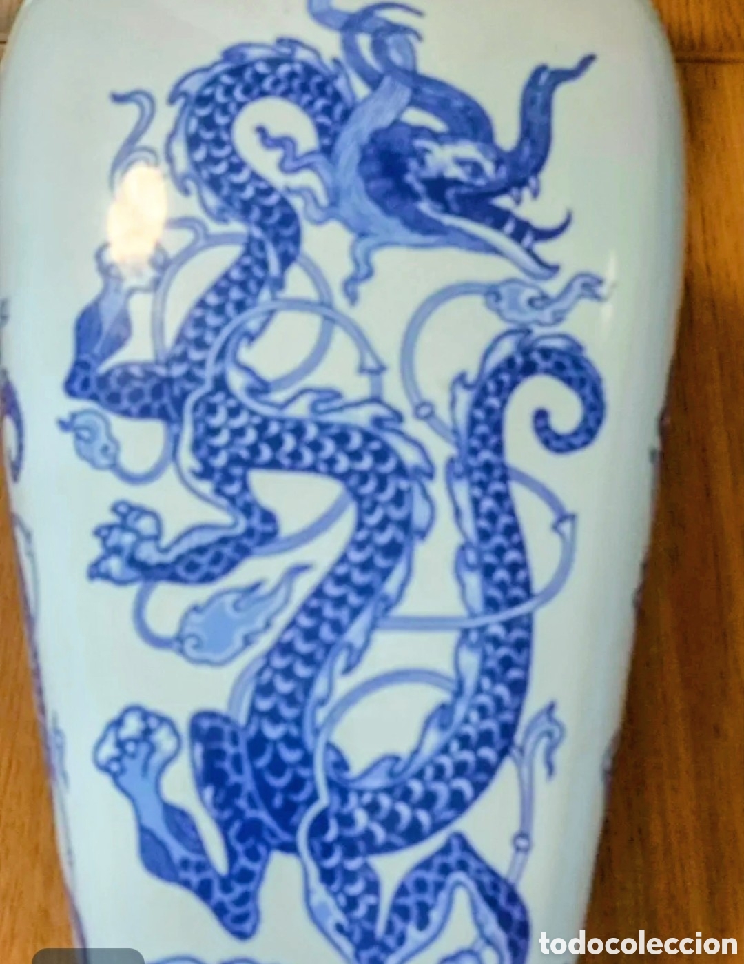 Vintage: JARRON CHINO DRAGON AZUL BLANCO - Foto 2