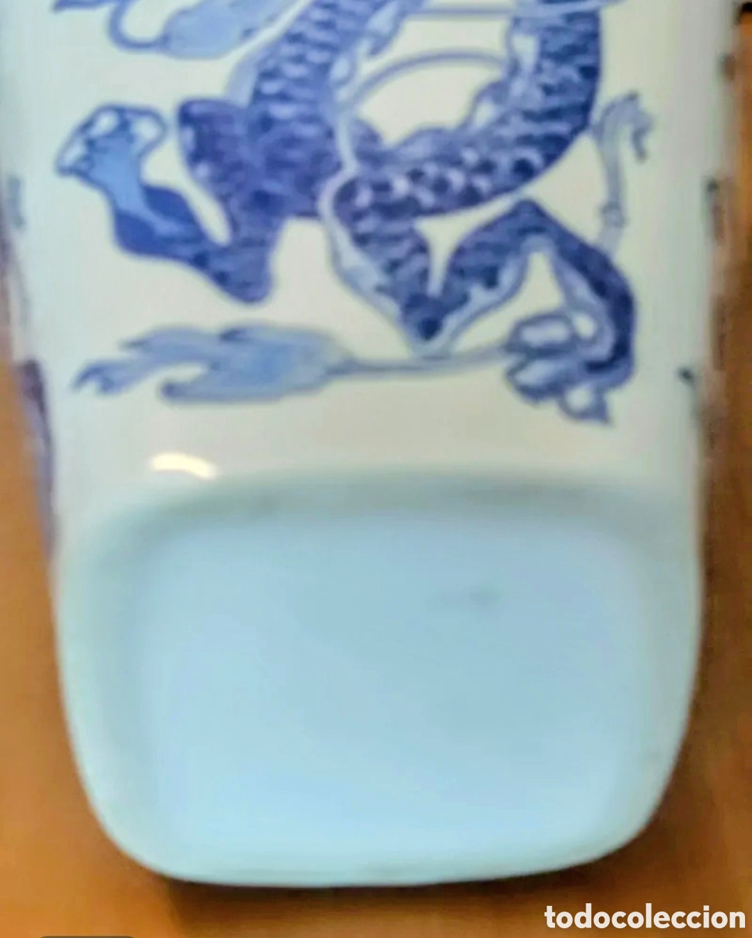 Vintage: JARRON CHINO DRAGON AZUL BLANCO - Foto 4