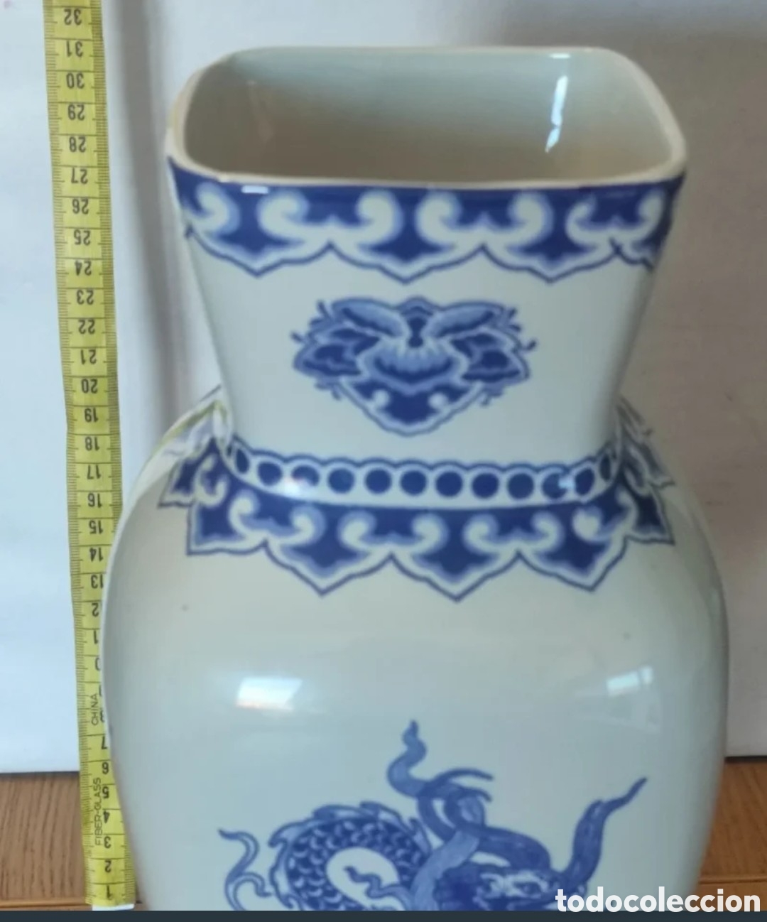 Vintage: JARRON CHINO DRAGON AZUL BLANCO - Foto 7