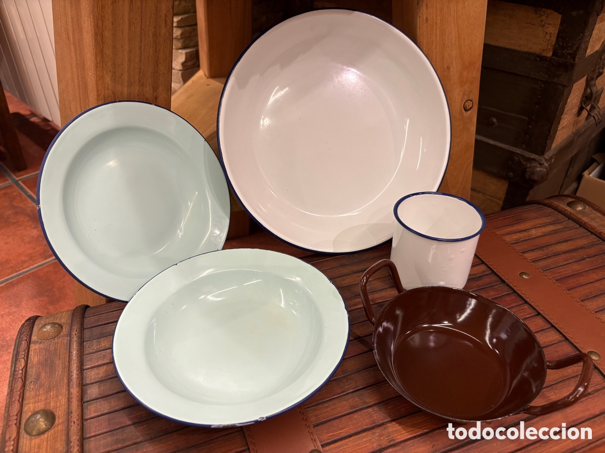 Vintage: (L927) Lote Vajilla Esmaltada - Bumper Harvest & Peacock (A&ntilde;os 70/80) + Cazuelita de Regalo!